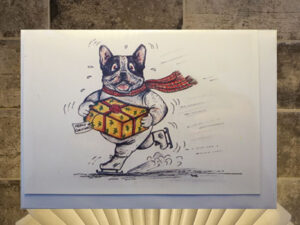 Frenchie with present