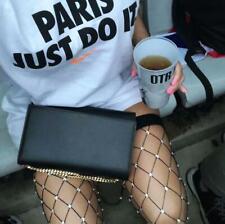 Women Crystal Rhinestone Net Fishnet Sexy Thigh High Stockings Tights Party Sock