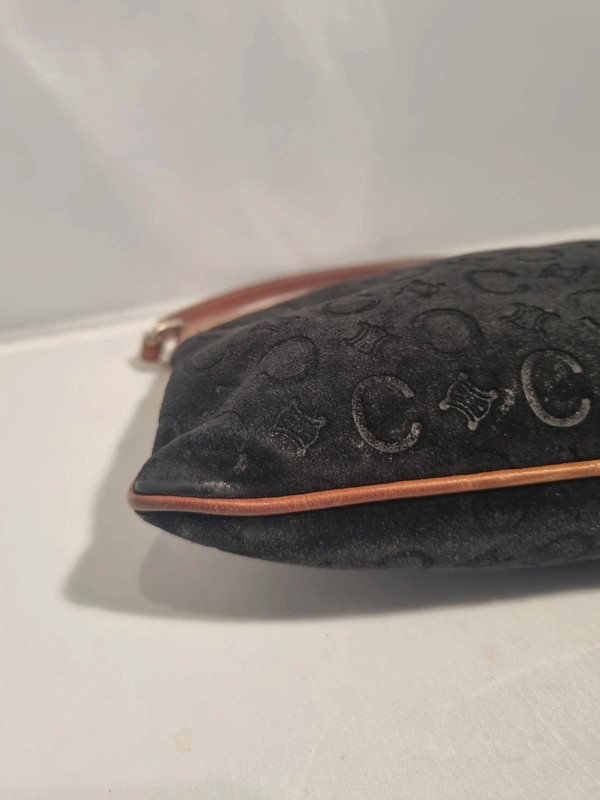 Celine Old C Macadam Shoulder Bag Handbag Bordeaux Suede - Image 2