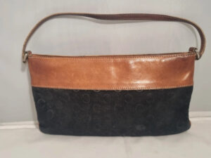 Celine Old C Macadam Shoulder Bag Handbag Bordeaux Suede
