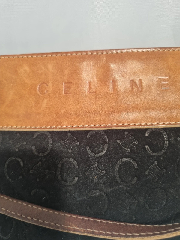 Celine Old C Macadam Shoulder Bag Handbag Bordeaux Suede - Image 5