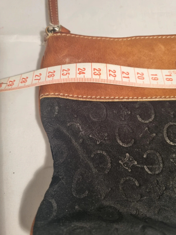 Celine Old C Macadam Shoulder Bag Handbag Bordeaux Suede - Image 16