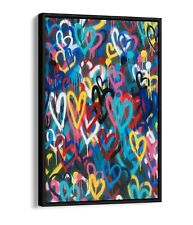 BANKSY LOVE WALL PORTRAIT -FLOAT EFFECT CANVAS WALL ART PIC PRINT-RAINBOW COLOUR