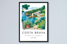 Costa Brava Watercolor Poster Costa Brava Spain Travel Print Wall Art Costa