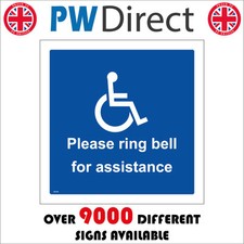 SIGN Please Ring Bell For Assistance Accessible Disabled Help Outdoor GE728P