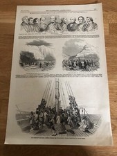 1846 illustrated london news print . geologists on the isle of wight