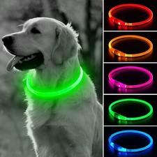Flashing LED Light Up Dog Collar USB Rechargeable Pet Luminous Safety Nylon...